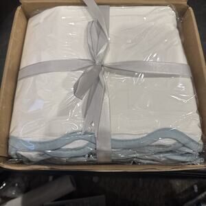HomeChoice Decor Queen Bed Skirt Dust Ruffle White Aqua N60022 New